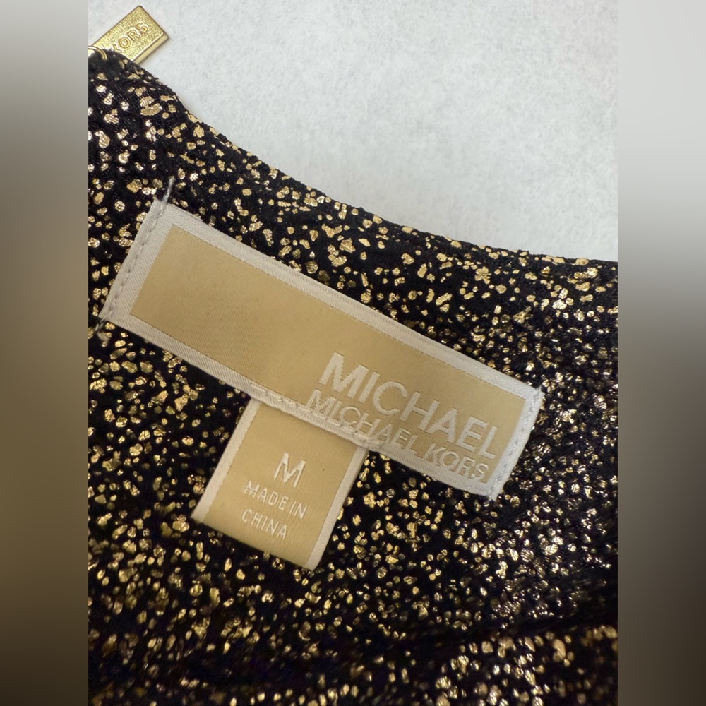 Michael Kors Black and Gold Metallic Mini Dress - Picture 5 of 5